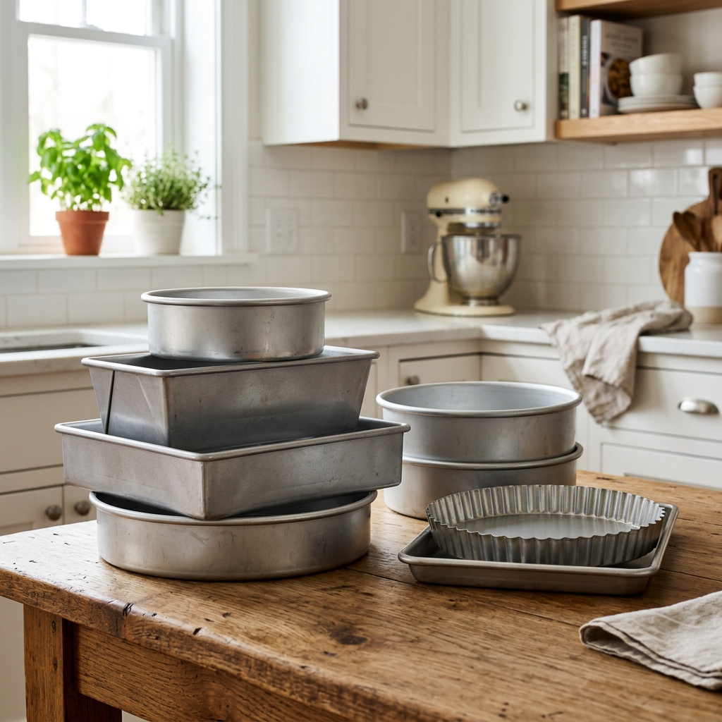 Baking pans on counter