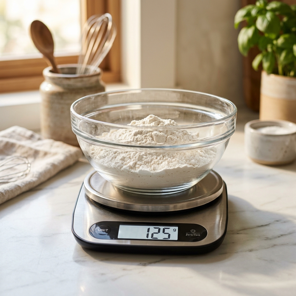 Ingredients measured on a kitchen scale